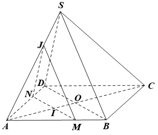 Cho hình chóp S.ABCD, đáy ABCD là hình bình hành có O là giao điểm của AC và BD, AC = 2a, BD = 2b; tam giác SBD là tam giác đều. Gọi I là điểm nằm trên đoạn thẳng AC sao cho AI = x (0 < x < a), (P) là mặt phẳng đi qua điểm I và song song với mặt phẳng (SBD). a) Xác định giao tuyến của mặt phẳng (P) với các mặt của hình chóp S.ABCD. (ảnh 1)