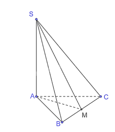 Cho hình chóp S.ABC có đáy là tam giác cân tại A và  . Gọi M là trung điểm của BC. Chứng minh rằng: a)  ; (ảnh 1)