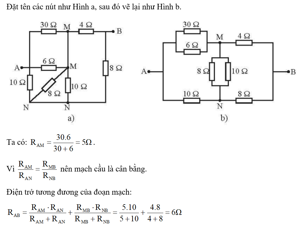 Các điện trở mắc như Hình 17.8. Hãy tính điện trở tương đương giữa hai điểm A và B. (ảnh 2)