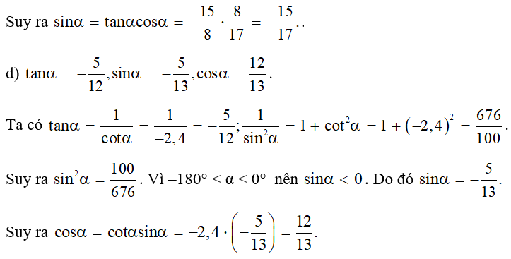 Tính các giá trị lượng giác của góc α nếu: (ảnh 3)