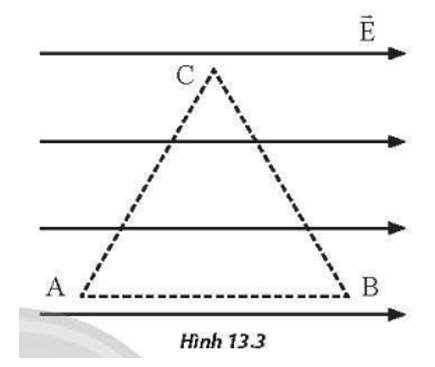Xét một vùng không gian có điện trường đều, cho 3 điểm A, B, C tạo thành một tam giác đều có độ dài các cạnh a = 6cm (ảnh 1)
