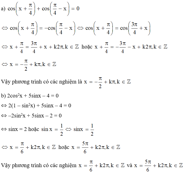 Giải các phương trình lượng giác sau: (ảnh 1)