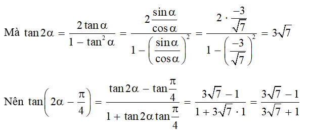 Cho sin alpha= 3/4  với pi/2 nhỏ hơn alpha nhỏ hơn pi  Tính giá trị của các biểu thức sau: a) sin2α+ (ảnh 2)