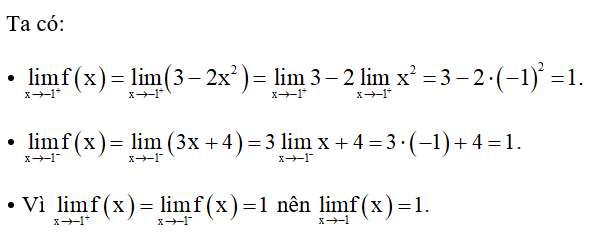 Cho hàm số f(x)= 3x +4; x nhỏ hơn hoặc bằng -1; 3 -2x^2 , x lớn hơn -1 (ảnh 1)