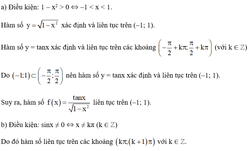 Xét tính liên tục của các hàm số sau: (ảnh 1)