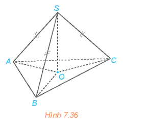 Cho hình chóp S.ABC có SA = SB = SC. Gọi O là hình chiếu của S trên mặt phẳng (ABC) (H.7.36). a) Chứng minh rằng O là tâm đường tròn ngoại tiếp tam giác ABC. b) Xác định hình chiếu của đường thẳng SA trên mặt phẳng (ABC). (ảnh 1)