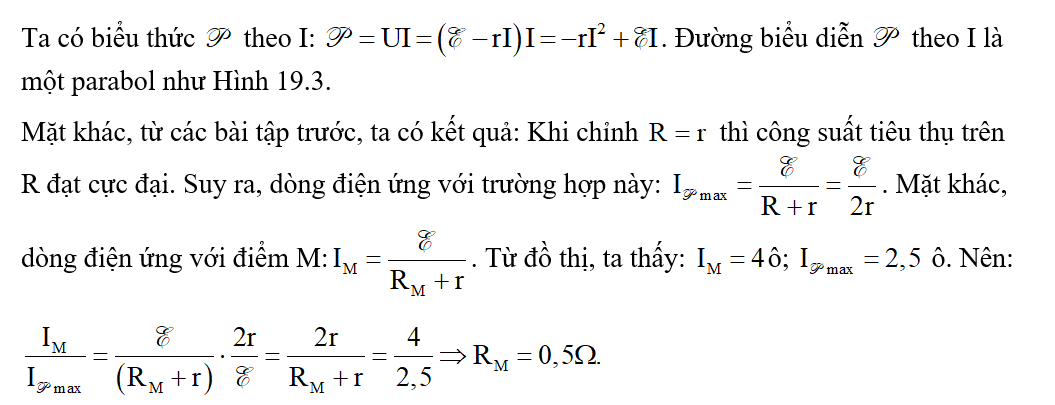 Một biến trở được mắc vào hai cực của một nguồn điện không đổi có điện trở trong (ảnh 2)