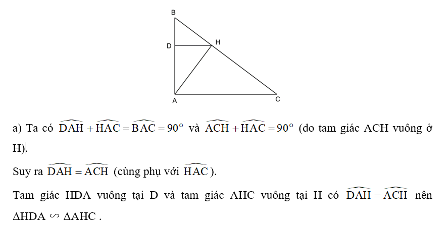 Cho tam giác ABC vuông tại A có AB = 5 cm, AC = 4 cm. Gọi AH, HD lần lượt là các đường cao (ảnh 1)