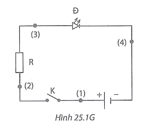 Để đo cường độ dòng điện qua điốt phát quang Đ trong hình 25.5, có thể mắc ampe (ảnh 2)