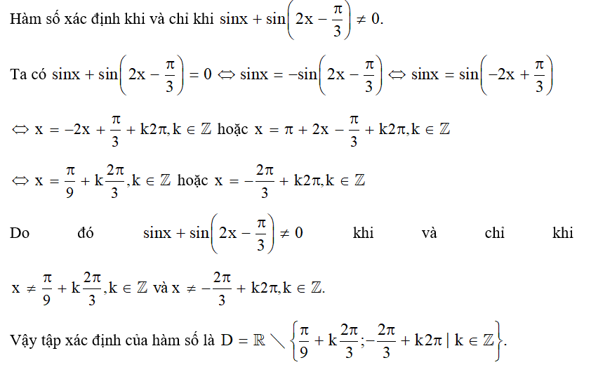Tìm tập xác định của hàm số lượng giác   (ảnh 1)
