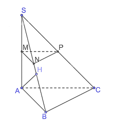 Cho hình chóp S.ABC có SA  (ABC), SA = h. Gọi M, N, P tương ứng là trung điểm của SA, SB, SC. a) Tính d((MNP), (ABC)) và d(NP, (ABC)). b) Giả sử tam giác ABC vuông tại B và AB = a. Tính d(A, (SBC)). (ảnh 2)