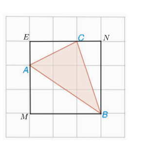 Trên giấy kẻ ô vuông (cạnh ô vuông bằng 1 cm), cho các điểm A, B, C như Hình 9.35. Tính độ dài các cạnh của tam giác ABC. (ảnh 2)