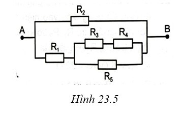  Cho mạch điện như Hình 23.5. Giá trị các điện trở (ảnh 1)