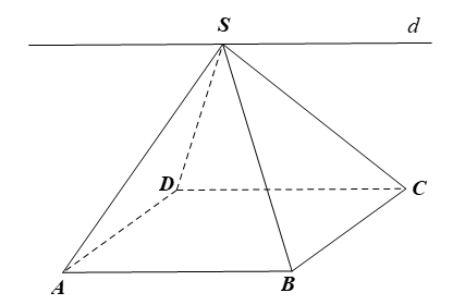 Cho hình chóp S.ABCD có đáy ABCD là hình bình hành. Giao tuyến của hai mặt phẳng (SAB) và (SCD) là đường thẳng song song với đường thẳng nào sau đây? A. BD. B. SC. C. AC. D. AB. (ảnh 1)