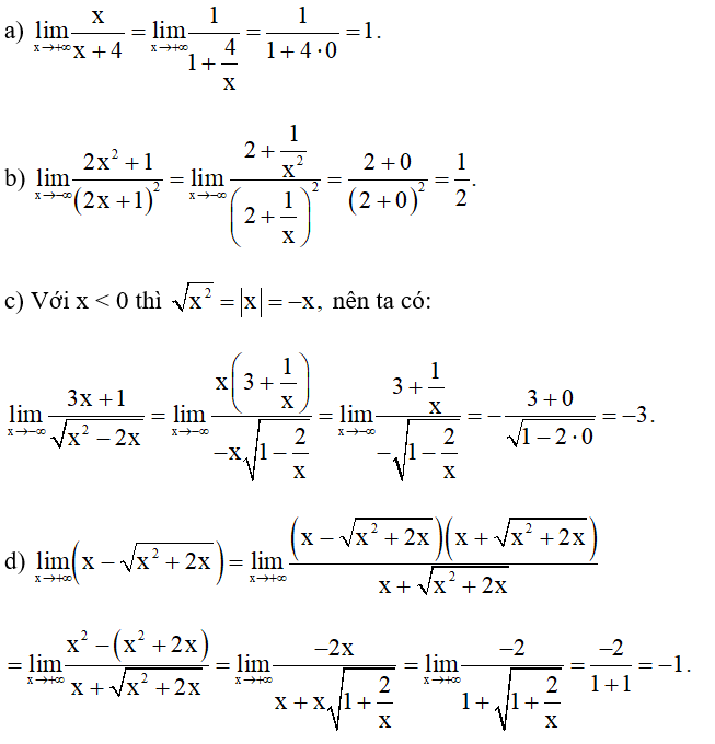 Tìm các giới hạn sau: (ảnh 1)