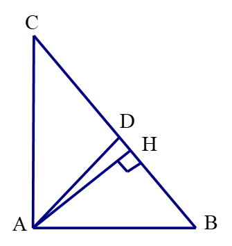 Cho tam giác ABC vuông tại A có AB = 3 cm, AC = 4 cm. Đường phân giác của góc A cắt BC tại D. a) Tính BC, DB, DC. (ảnh 1)