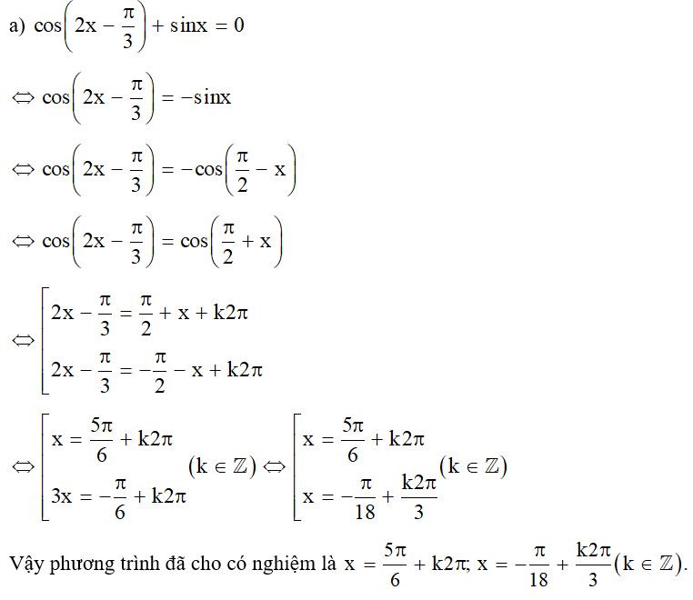 Giải các phương trình lượng giác sau: (ảnh 1)