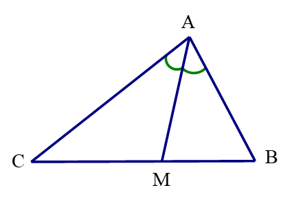 Cho tam giác ABC biết AM là đường phân giác. Trong các khẳng định sau, khẳng định nào đúng? (ảnh 1)