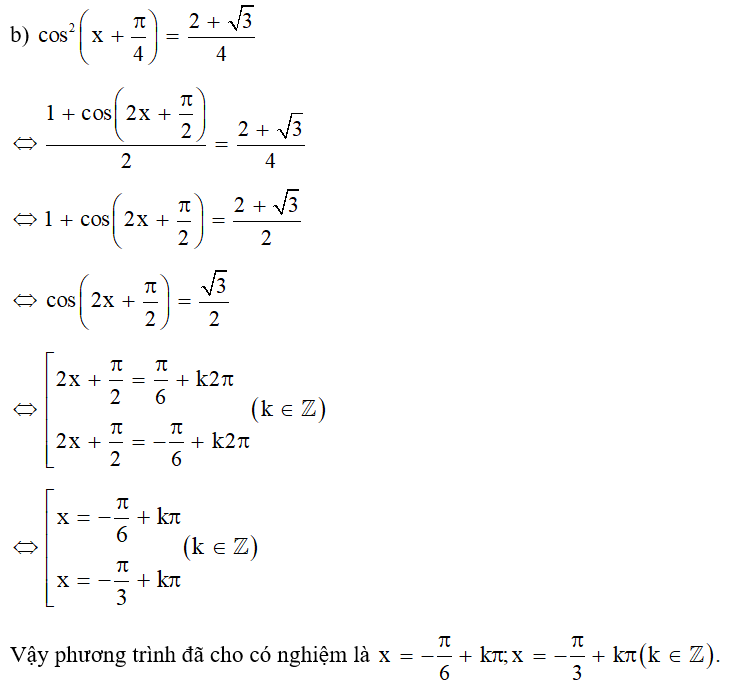 Giải các phương trình lượng giác sau: (ảnh 2)
