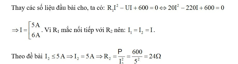 Hai điện trở  và điện trở  chưa biết giá trị được mắc nối tiếp với nhau và mắc vào hiệu điện (ảnh 1)