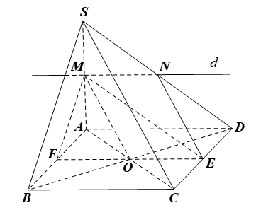 Cho hình chóp S.ABCD có đáy ABCD là hình bình hành và M là trung điểm của SA. Tìm giao tuyến của mặt phẳng (P) với các mặt của hình chóp S.ABCD, biết rằng (P) đi qua M, song song với SC và AD. (ảnh 1)