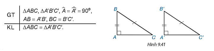 Trước đây chúng ta thừa nhận định lí về trường hợp bằng nhau đặc biệt của hai tam giác vuông: “Nếu một cạnh góc vuông  (ảnh 1)