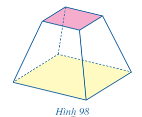 Người ta xây dựng một chân tháp bằng bê tông có dạng khối chóp cụt tứ giác đều (Hình 98) (ảnh 1)