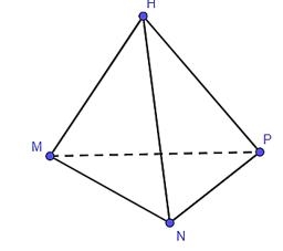 Cho hình chóp tam giác đều H.MNP. Các cạnh bên của hình chóp là A. HN, PN, MN; B. MP, HP, PN; C. MH, NH, PH; D. MH, MN, MP. (ảnh 1)