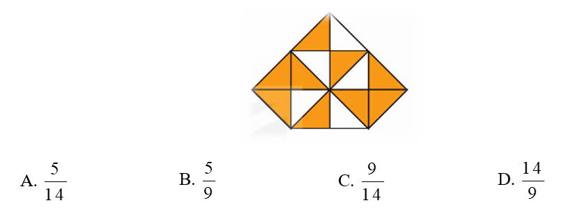 Chọn câu trả lời đúng. a) Phân số chỉ phần đã tô màu của hình bên là: (ảnh 1)