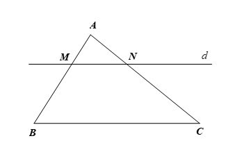 Cho tam giác ABC. Một đường thẳng d song song với BC và cắt các cạnh AB, AC của tam giác đó lần lượt tại M, N với   và AN + AC = 16 cm. Tính AN. (ảnh 1)