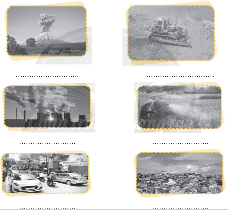 Viết nội dung mô tả nguyên nhân gây ô nhiễm không khí trong các hình dưới đây. (ảnh 1)