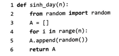 Hàm random() từ thư viện random có chức năng sinh một số thực ngẫu nhiên x nằm trong (ảnh 1)