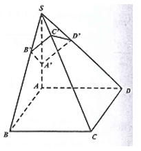 Cho khối chóp S.ABCD có đáy là hình vuông,SA vuông góc (ABCD)  , M, N lần lượt là trung điểm của SA, SB. Gọi V1,V2  lần lượt là thể tích của các khối S.MNCD, MNABCD. Tính  . (ảnh 1)