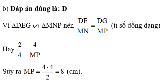 b) Độ dài cạnh MP là A. 2 cm.	 B. 3 cm.	 C. 4 cm.	 D. 8 cm. (ảnh 1)