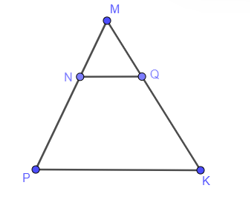 Cho tam giác MPK có N, Q lần lượt thuộc các cạnh MP, MK sao cho NQ // PK và MN = 1 cm, MQ = 3 cm, MK = 12 cm thì A. NP = 3 cm; B. NP = 4 cm; C. NP = 2 cm; D. NP = 5 cm. (ảnh 1)