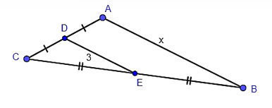 Độ dài x trong hình vẽ dưới đây là:   A. 4; B. 5; C. 6; D. 7. (ảnh 1)