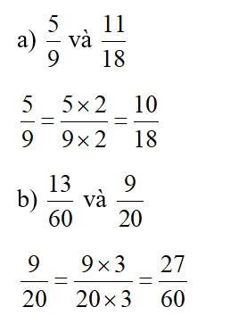 Quy đồng mẫu số các phân số (theo mẫu). (ảnh 2)