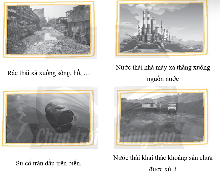 a) Hãy viết nội dung mô tả nguyên nhân gây ô nhiễm nguồn nước trong các hình dưới đây.  	  . b) Điền thông tin phù hợp để hoàn thành bảng sau. Nguyên nhân gây ô nhiễm nguồn nước	Hậu quả (ảnh 2)