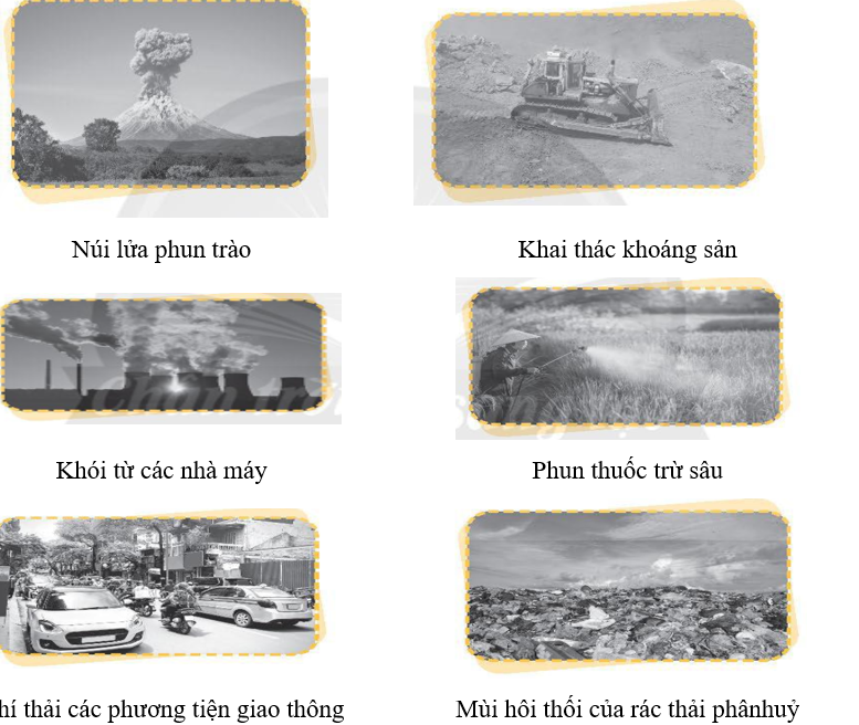 Viết nội dung mô tả nguyên nhân gây ô nhiễm không khí trong các hình dưới đây. (ảnh 2)