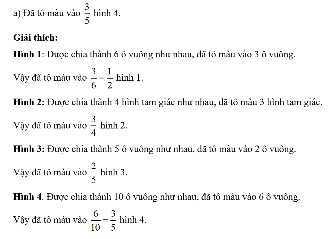 b) Phân số thứ nhất là 7/ 8 , phân số thứ hai là 3/4. Hãy so sánh hai phân số đó. Tính tổng, (ảnh 2)