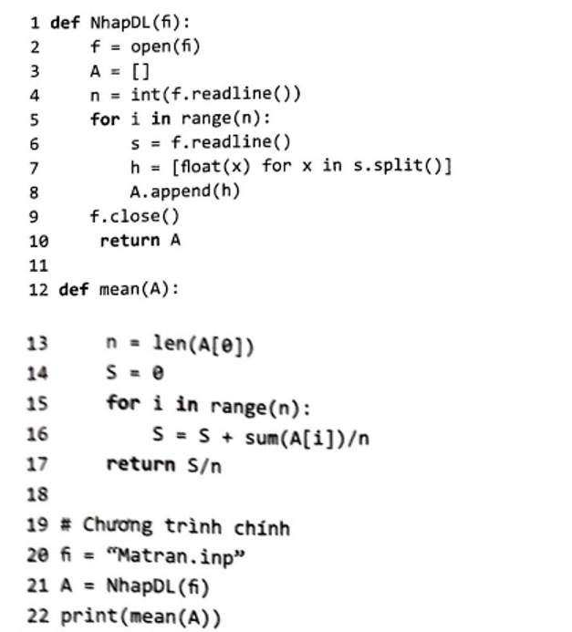 Viết chương trình giải bài toán: Cho trước ma trận số A vuông bậc n. Tính giá trị trung  (ảnh 1)