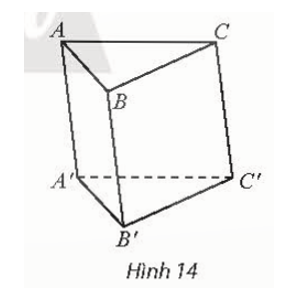 Cho khối lăng trụ tam giác ABC.A′B′C′ (Hình 14). Tìm cách chia khối lăng trụ thành ba  (ảnh 1)