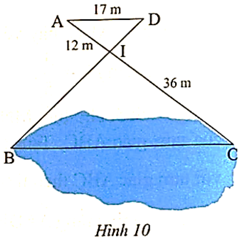 Người ta ứng dụng hai tam giác đồng dạng Biết AD // BC Tính khoảng cách BC (ảnh 1)