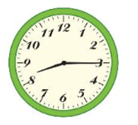 Trong các vạch chỉ số trên mặt đồng hồ, những vạch nào nằm trong góc tạo bởi kim giờ và kim phút khi đồng hồ chỉ 8 giờ 15 phút? A. 11; 12; 1; 2;  B. 4; 5; 6; 7; 8; C. 9; 10; 11; 12; D. 3; 4; 5; 6; 7; 8. (ảnh 1)