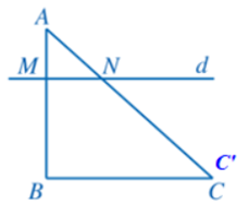 b) Đường thẳng d (đi qua M, N ) có song song với BC hay không? (ảnh 1)