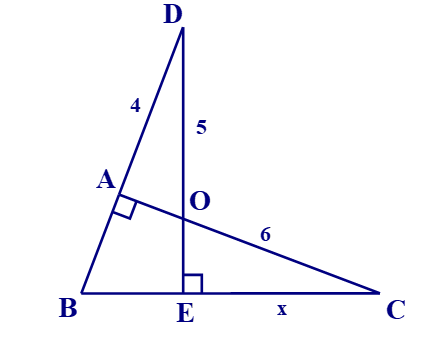 Cho hình vẽ:   Giá trị của x là:  A. 4,8; B. 7,5; C. 6,5; D. 5,5. (ảnh 1)