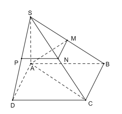 Cho hình chóp S.ABCD có đáy là hình vuông cạnh a, SA ⊥ (ABCD) và SA = a. Gọi M, N, P lần (ảnh 1)