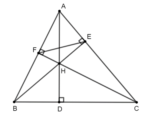 Cho tam giác nhọn ABC Chứng mình rằng BC^2 = BE . BH + CF . CH (ảnh 1)