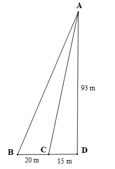 Để bảo trì tượng nữ thần tự do với chiều cao là AD = 93 m người thợ đã gắn hai dây thép cố định vào hai vị trí B và C (như hình vẽ) sao cho (ảnh 2)