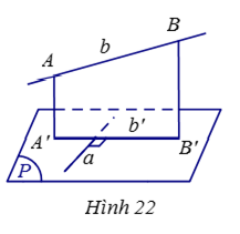 Cho đường thẳng a nằm trong mặt phẳng (P) và b là đường thẳng không thuộc (P) và không vuông (ảnh 1)